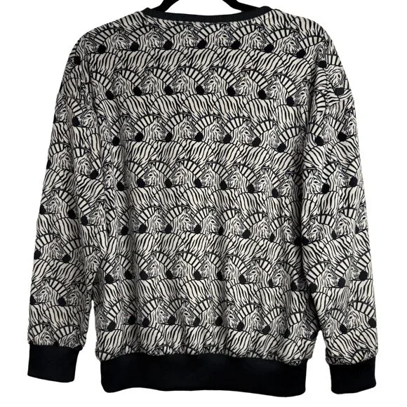 Adidas Zebra Print Velour Soft Crewneck Long Sleeve Top Kids Size Large - Picture 4 of 4